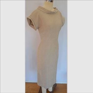 1950s Cream Lurex Wiggle Dress